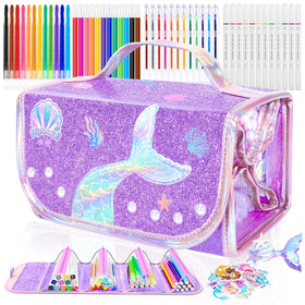 DreamyCandy mermaid pencil case with markers for on-the-go coloring