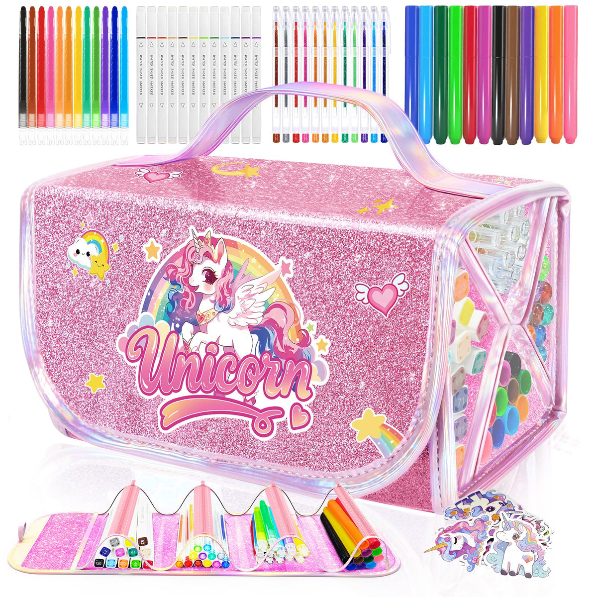DreamyCandy unicorn pencil case shown in bright colors for organized on-the-go art.