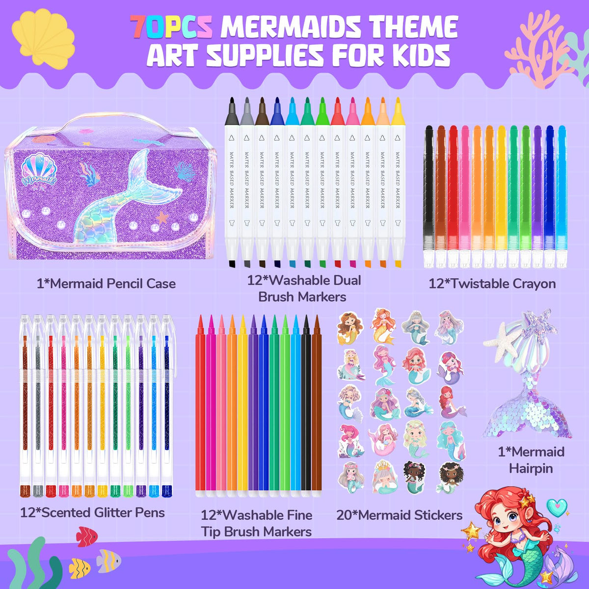 DreamyCandy washable dual brush markers for bright, mess-free drawings