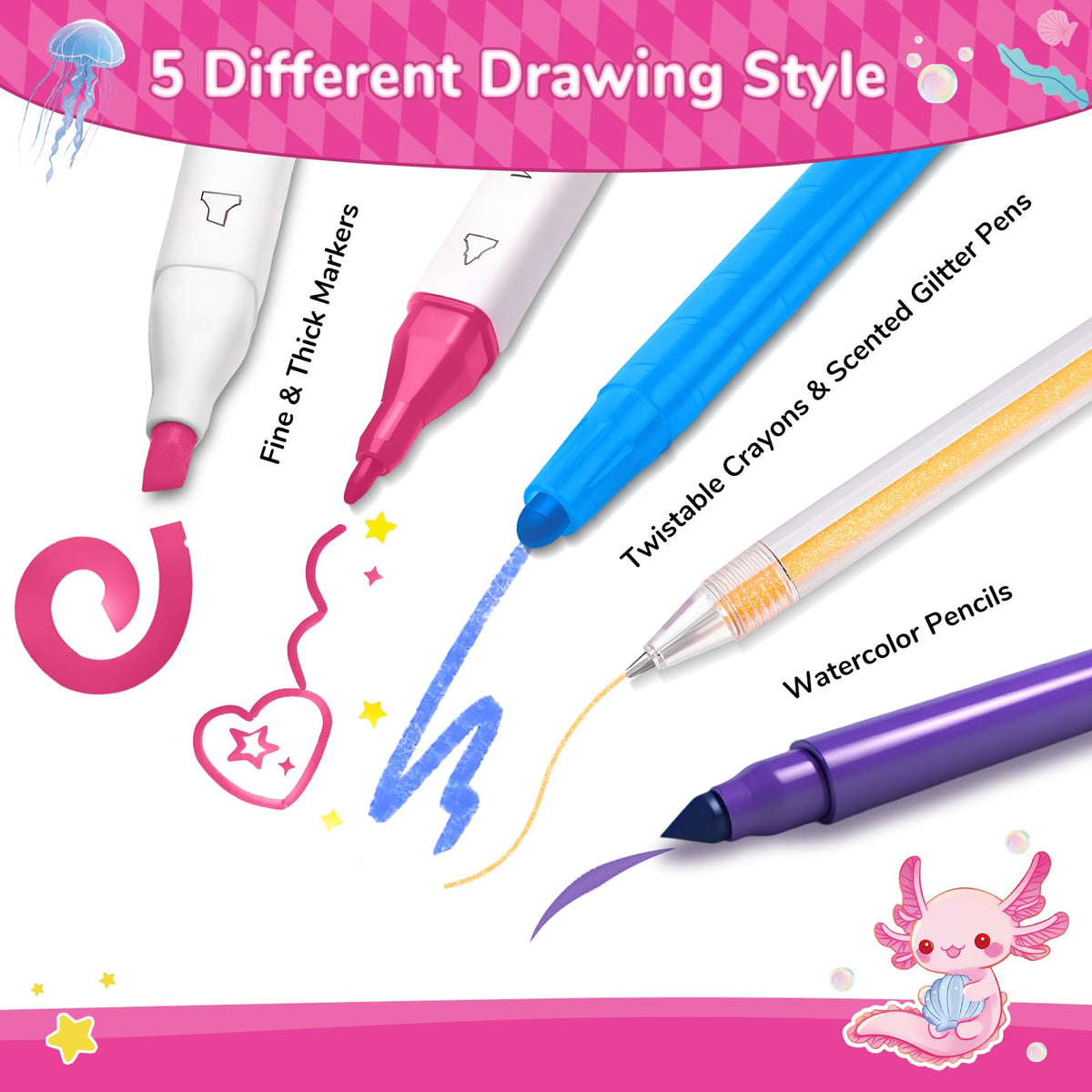 DreamCandy washable fine-tip brush markers for detailed coloring