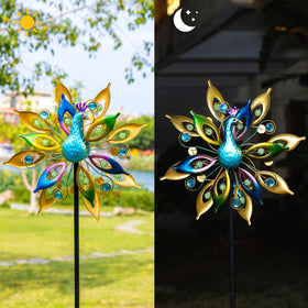 Dreamysoul gem bead accents catch light on the peacock wind spinner