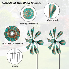 Dreamysoul 10-inch bronze wind spinner adds movement to garden spaces.