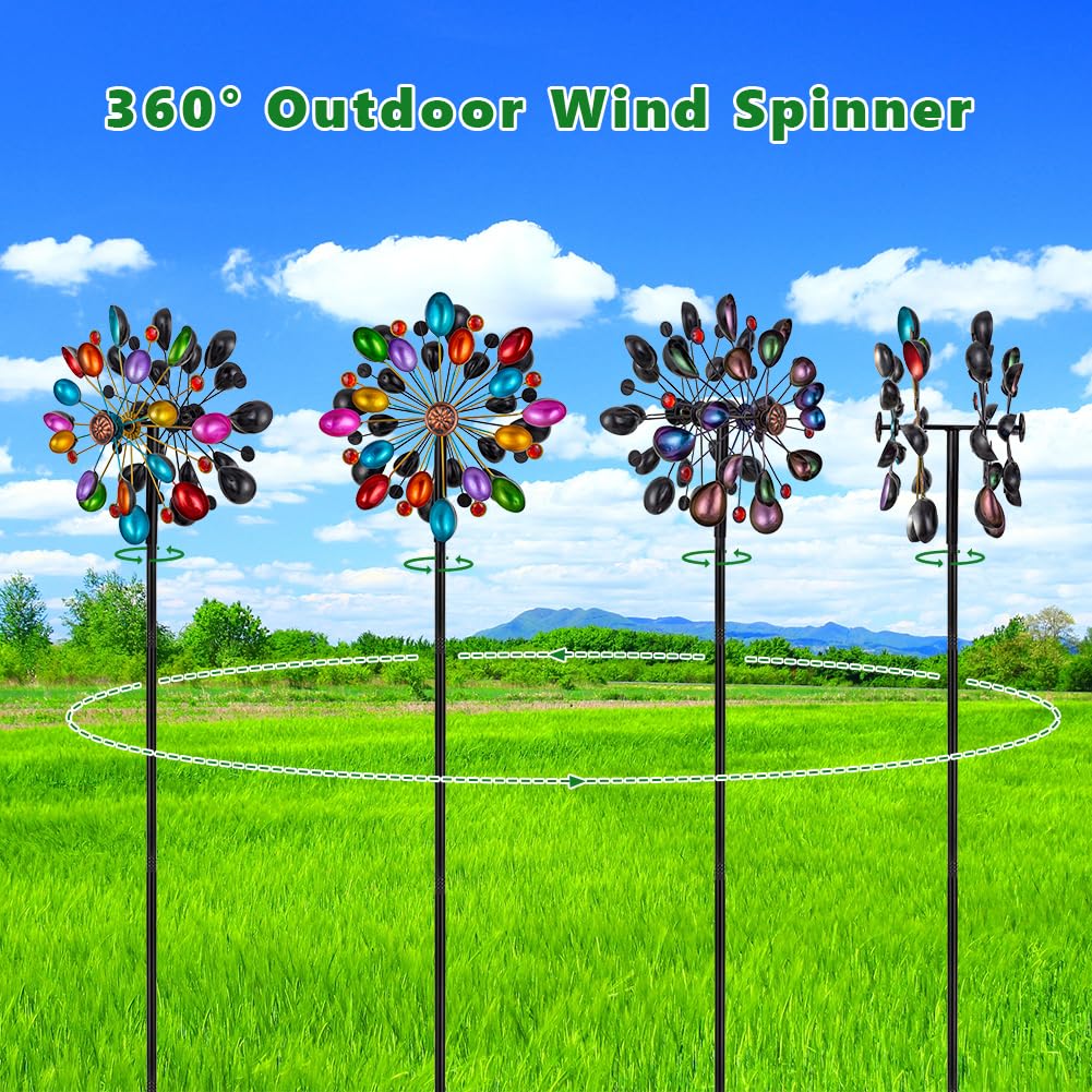 Dreamysoul wind spinner front-back color design adds vivid yard charm.