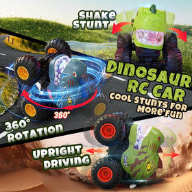 Drefirsa Dino Monster Truck includes two rechargeable batteries for longer play.
