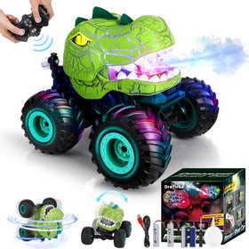 Drefirsa Dino Monster Truck lights up for exciting night play.