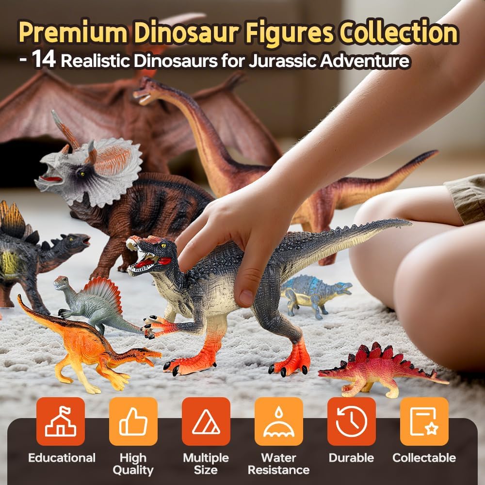 Drefirsa large jumbo dinosaurs provide sturdy figures for dynamic stomp battles.