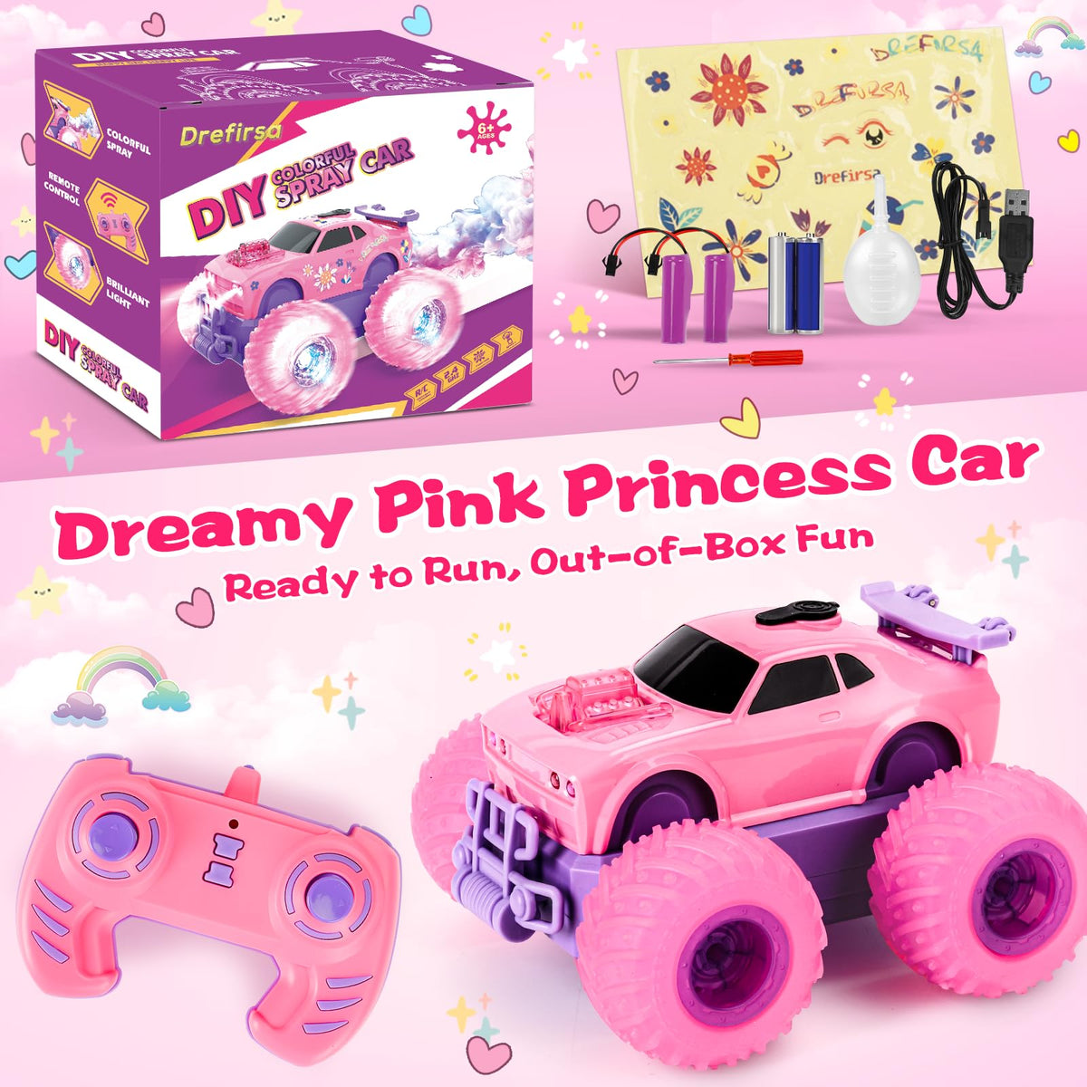 Drefirsa Princess RC car durable and safe design for kids