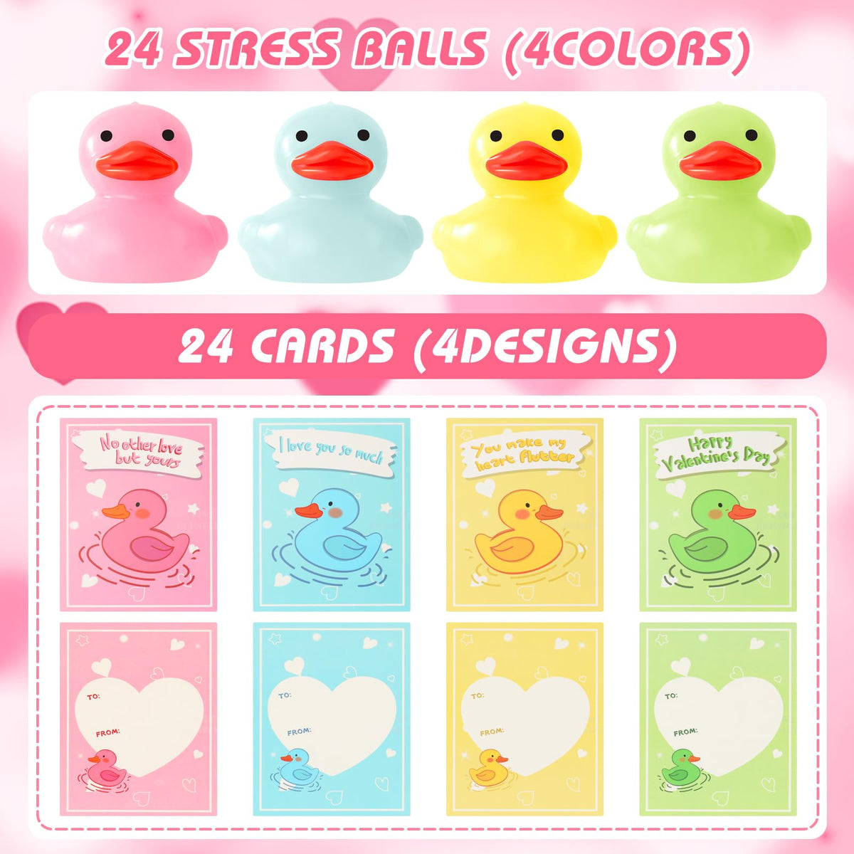 Drephere classroom prize ducks bulk pack featuring four duck designs and cards