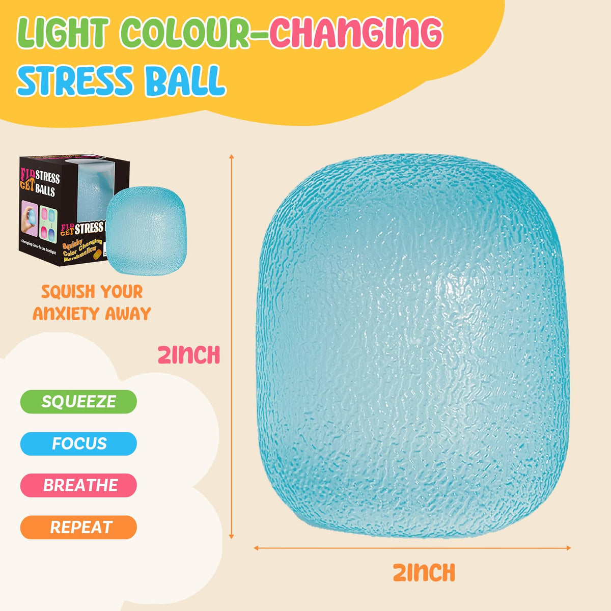 Drephere clear dough squishy ball with tactile feedback