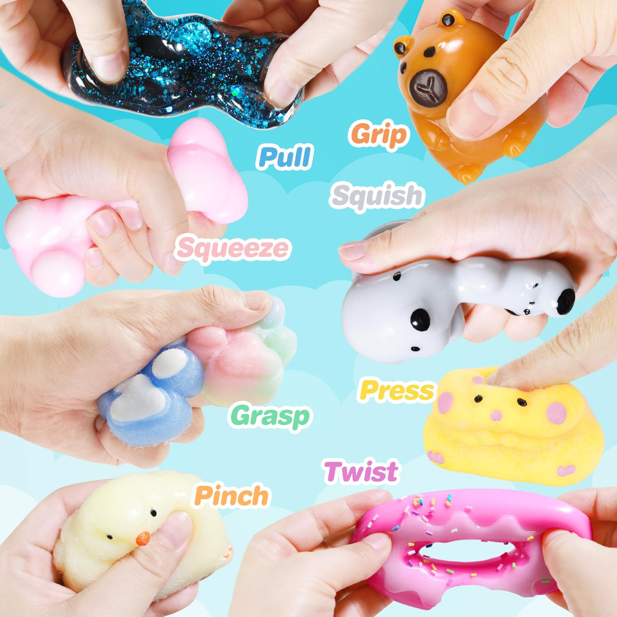 Drephere Taba Mini Chick Squishy helps small hands develop motor skills.