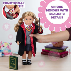 Dress Along Dolly striped house tie completes the wizard outfit.