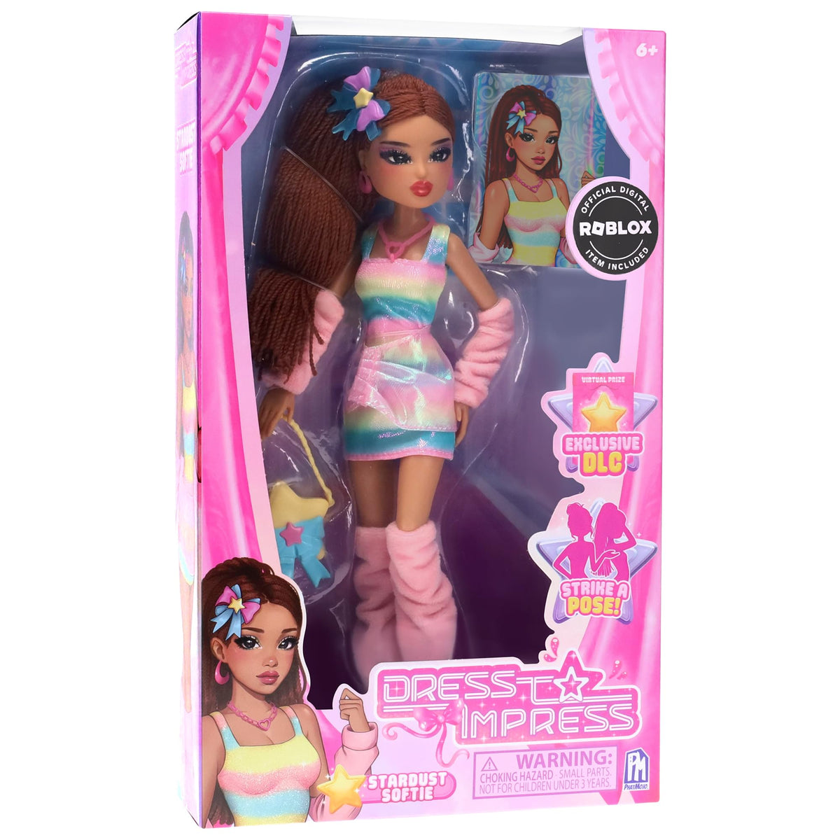 Dress To Impress Stardust Softie doll front view with starry outfit for imaginative play.