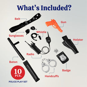 Dress Up America adjustable police belt shown on a child for realistic gear organization.