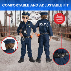 Dress Up America deluxe police hat completes the uniform for pretend missions.
