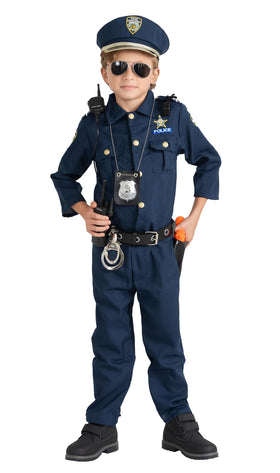 Dress Up America police costume shirt with patches for realistic role play.