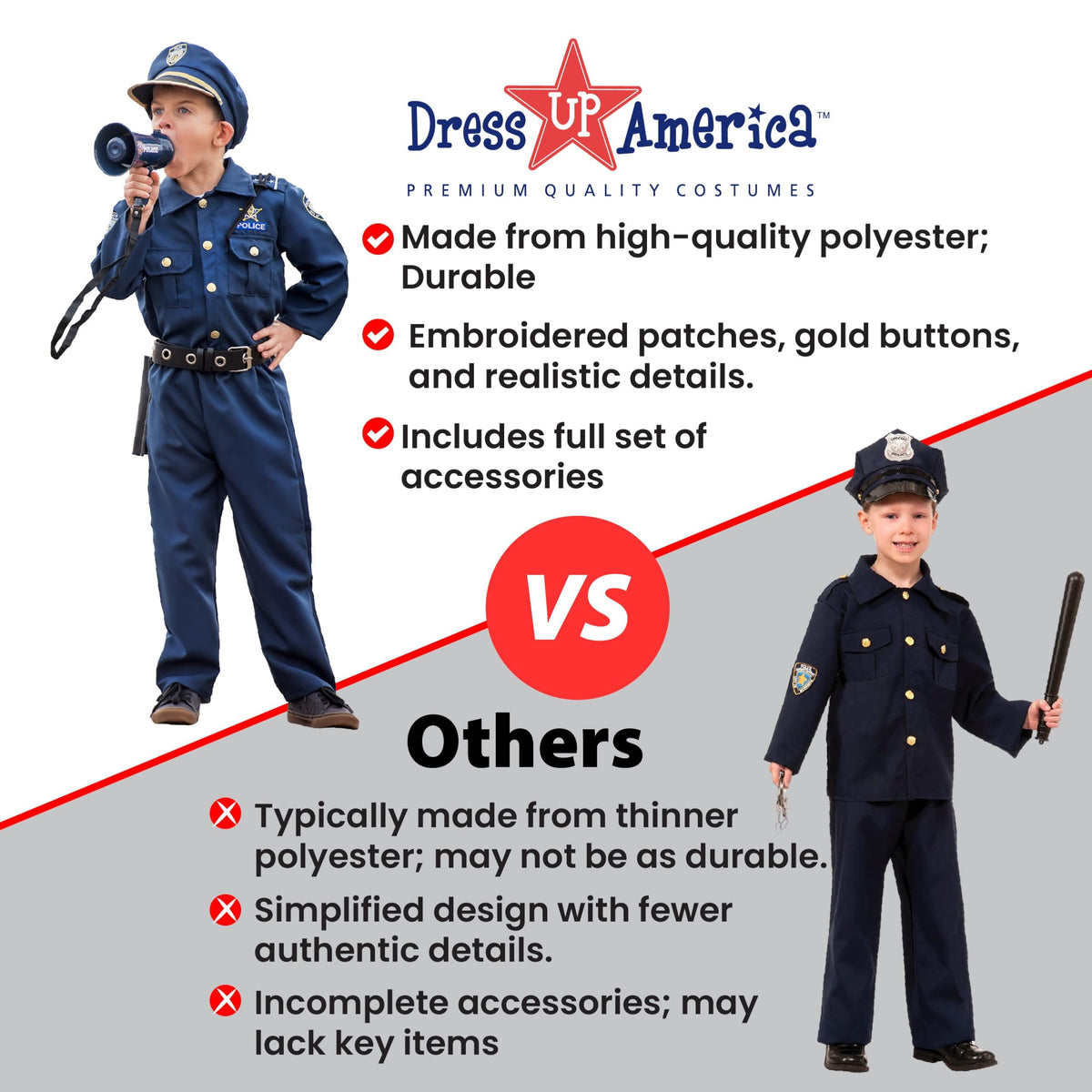 Dress Up America police costume sunglasses, adds confidence to dress-up adventures