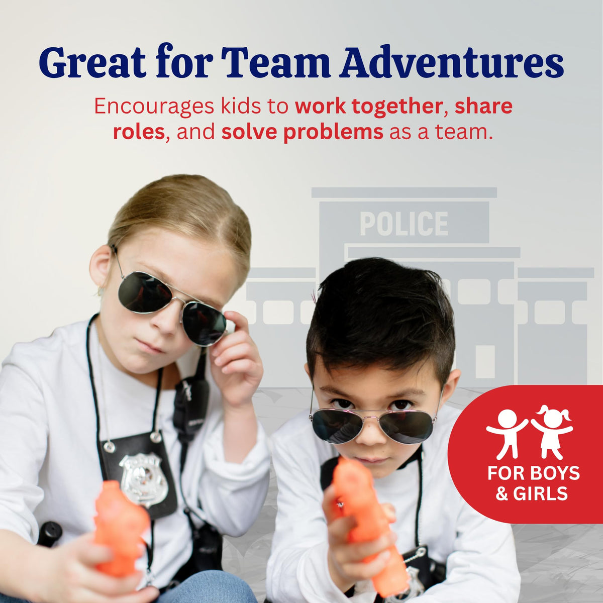 Dress Up America toy handcuffs opened to promote safe dramatic play.