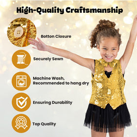 Dress Up America sequin vest adjustable buckle ensures a great fit for kids.