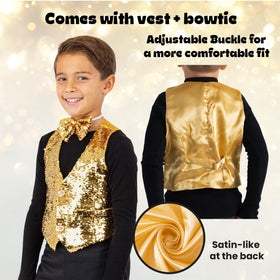 Dress Up America sequin vest front button closure adds a classic shine for parties.