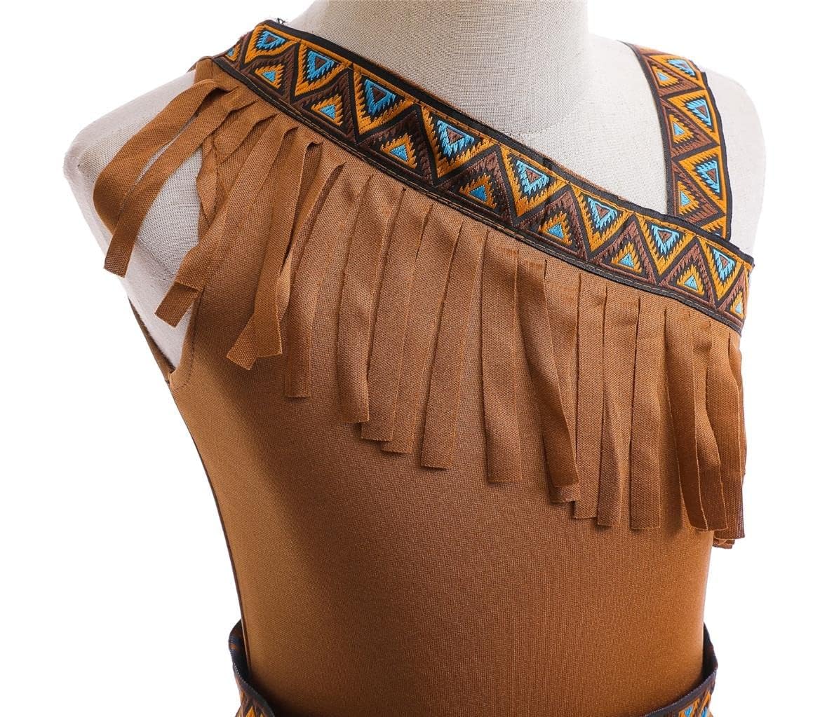 Dressy Daisy leg covers complete the vibrant Native-inspired outfit.