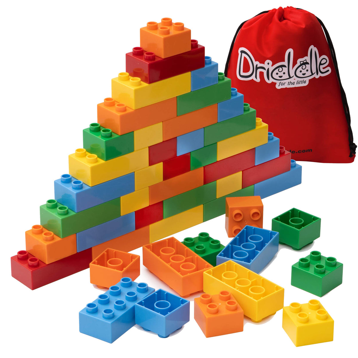 Driddle big building blocks rectangle bricks 2x4 in bright colors for open-ended play
