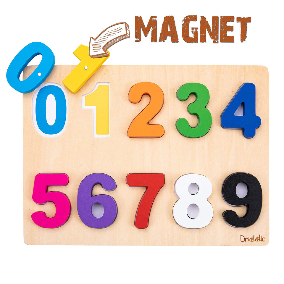 Driddle magnetic numeric puzzle board with 0-9 numbers for interactive learning.
