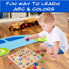 Driddle Montessori-inspired learning board engages early learners with hands-on alphabet activities.