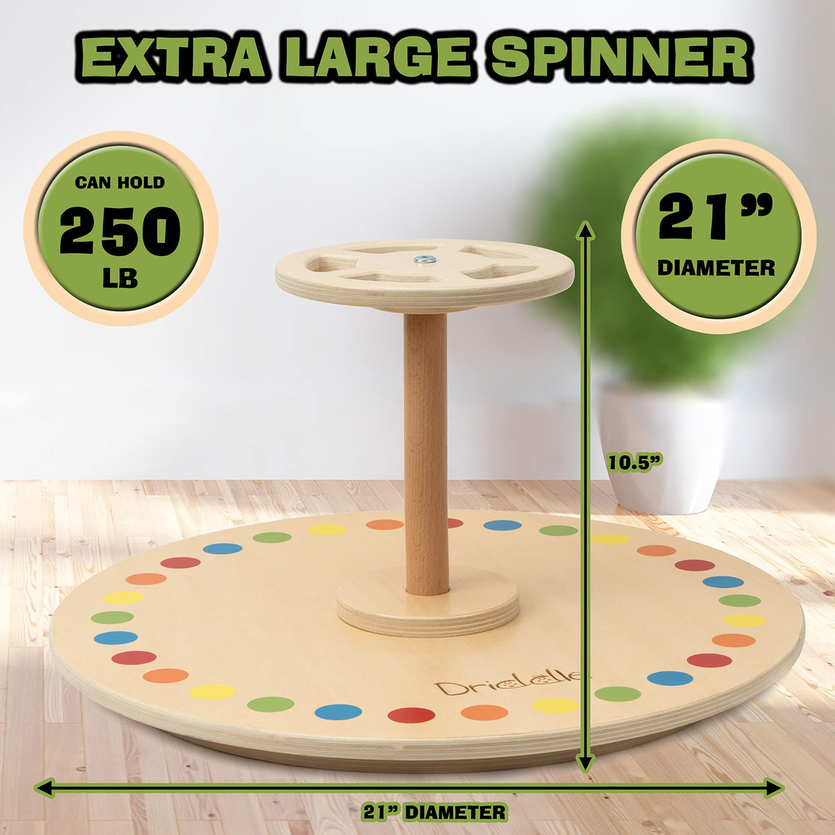 Driddle Spinner Seat supports up to 250 pounds for growing kids.