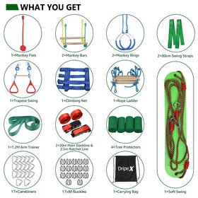 Dripex carry bag and hardware neatly organized for transport and setup.