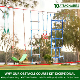 Dripex Ninja Line obstacle arrangement demonstrates adjustable distance for easier or harder challenges.