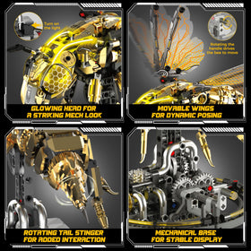 Driveplexpro LED display bee lights up shelves with sci-fi ambience.