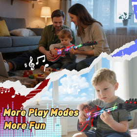 Drmukie red 21-inch toy guitar with adjustable strap for easy carrying