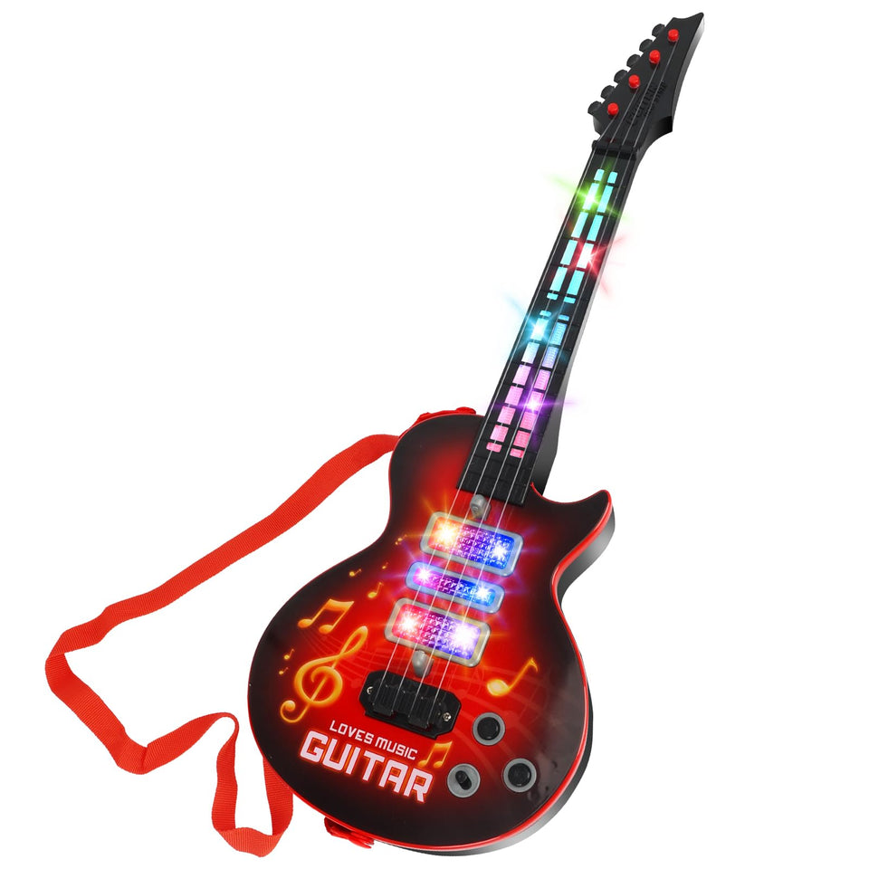 Drmukie kid's guitar toy red LED lights for interactive musical play
