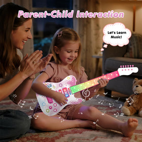 Drmukie Kids Pink Guitar Toy back view showing compact form and accessibility