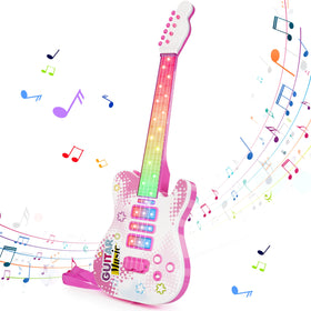 Drmukie Kids Pink Guitar Toy front view inviting imaginative play and musical exploration