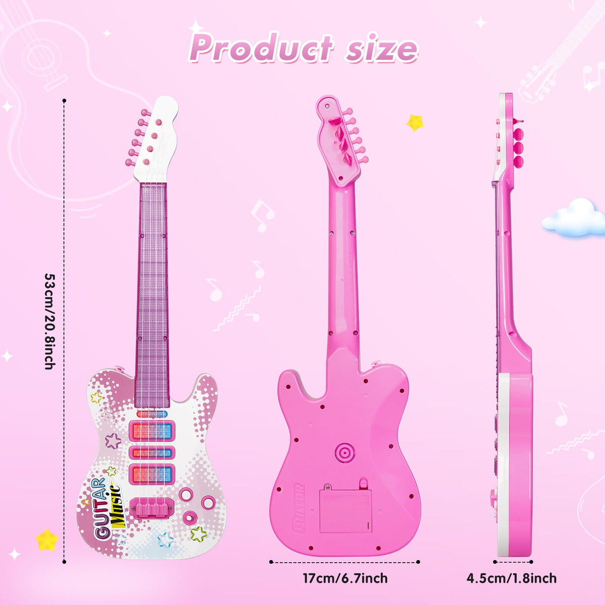 Drmukie Kids Pink Guitar Toy packaging ready-to-gift presentation