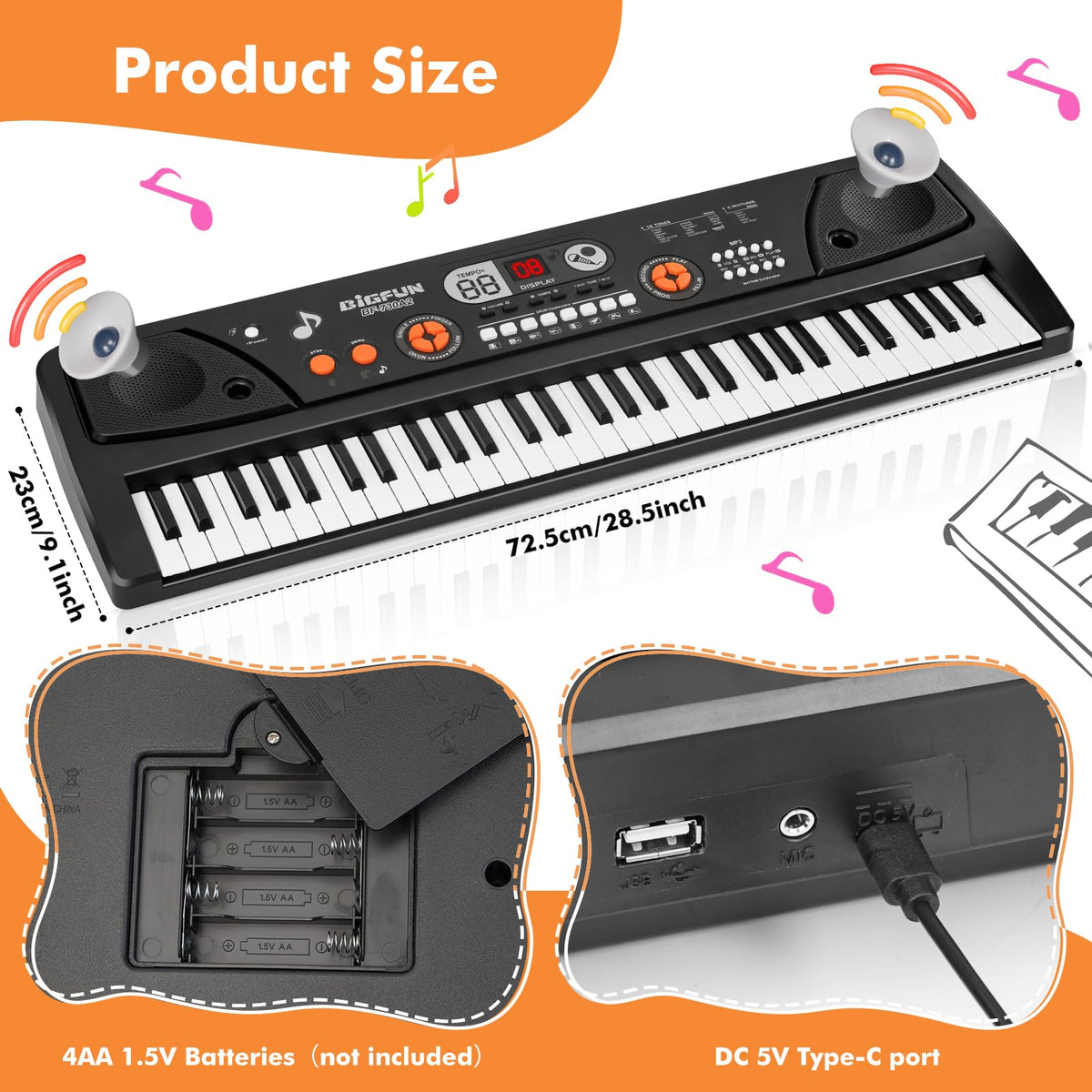 Compact, portable Drmukie piano for travel and family playtime.