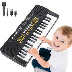 Drmukie upgraded 37-key keyboard in front view showing kid-friendly design for learning