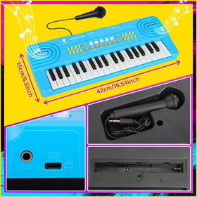 Drmukie 37-key blue piano in use during playtime at home or on the go