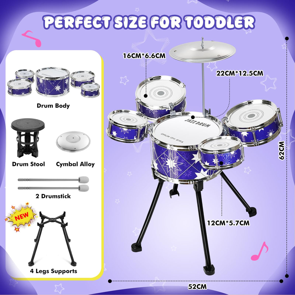 Drmukie colorful drum set visually engaging for imaginative play.