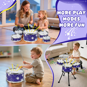 Drmukie foam-tipped drumsticks protect small hands and surfaces.