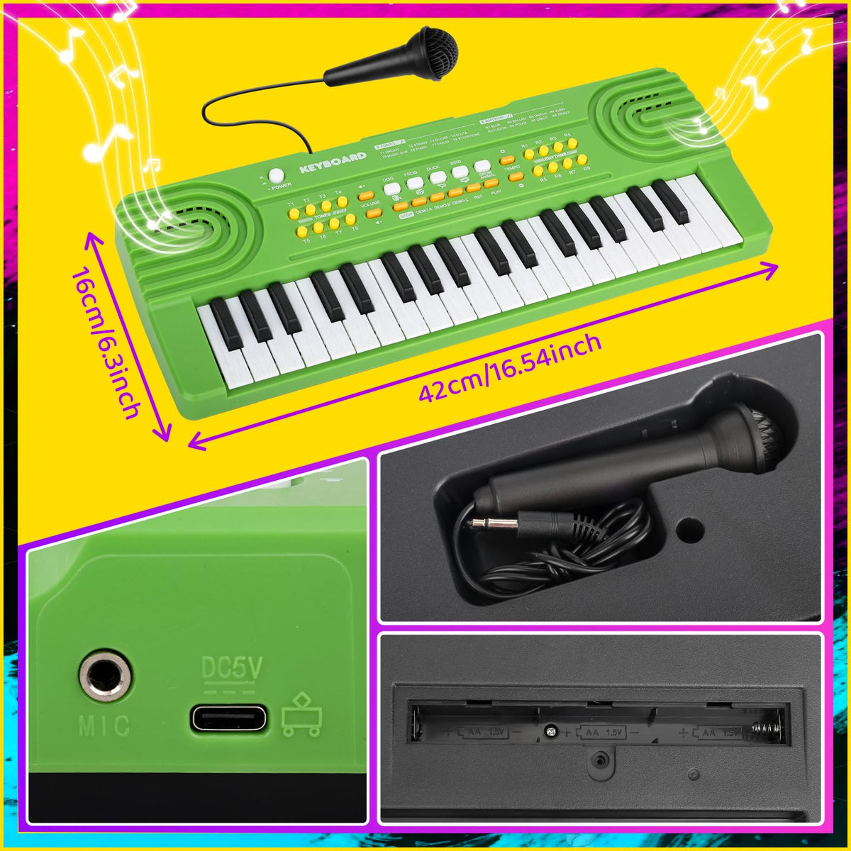 Drmukie Upgraded Piano Keyboard portable design supports on-the-go practice and family fun