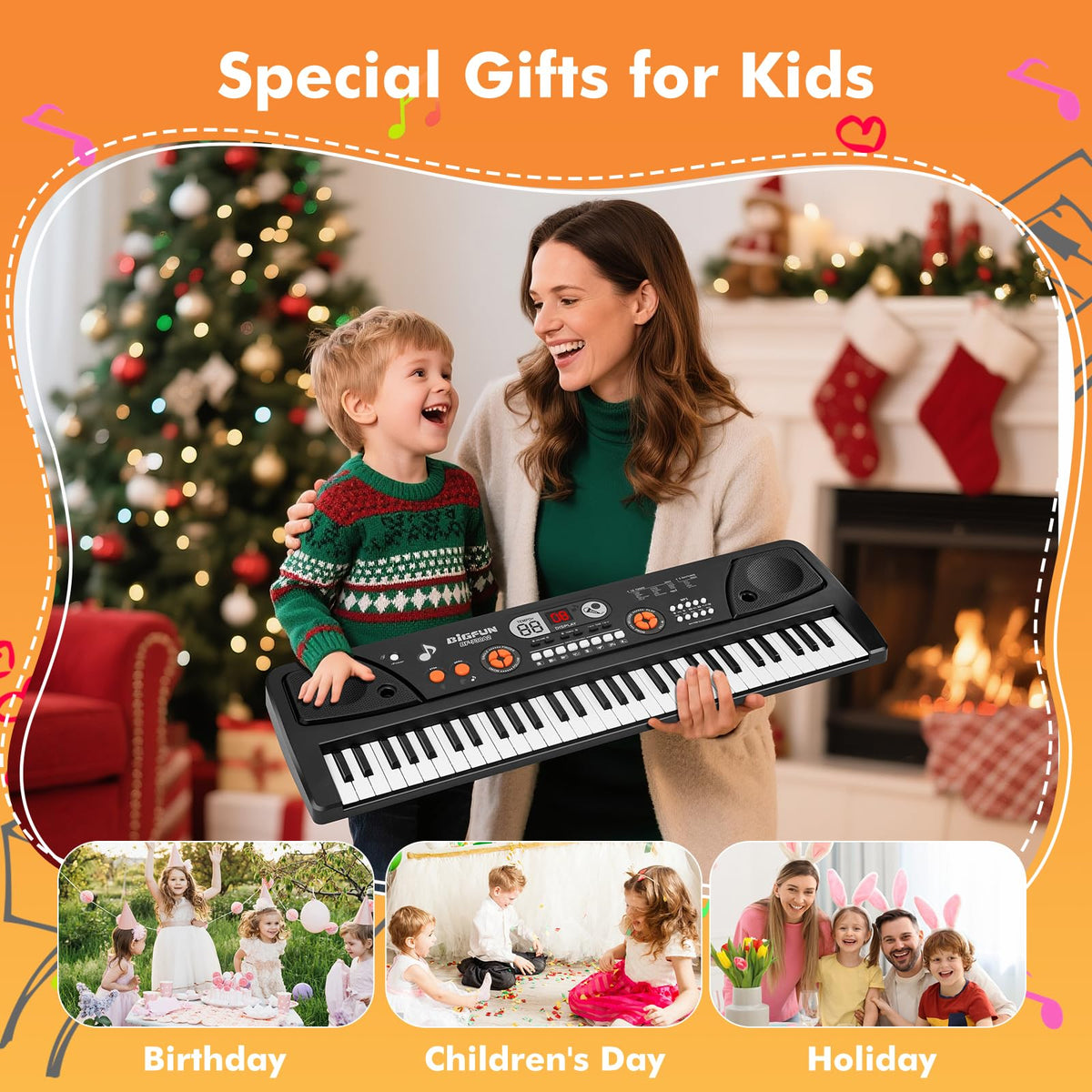USB MP3 play function enables personalized song practice with Drmukie piano.