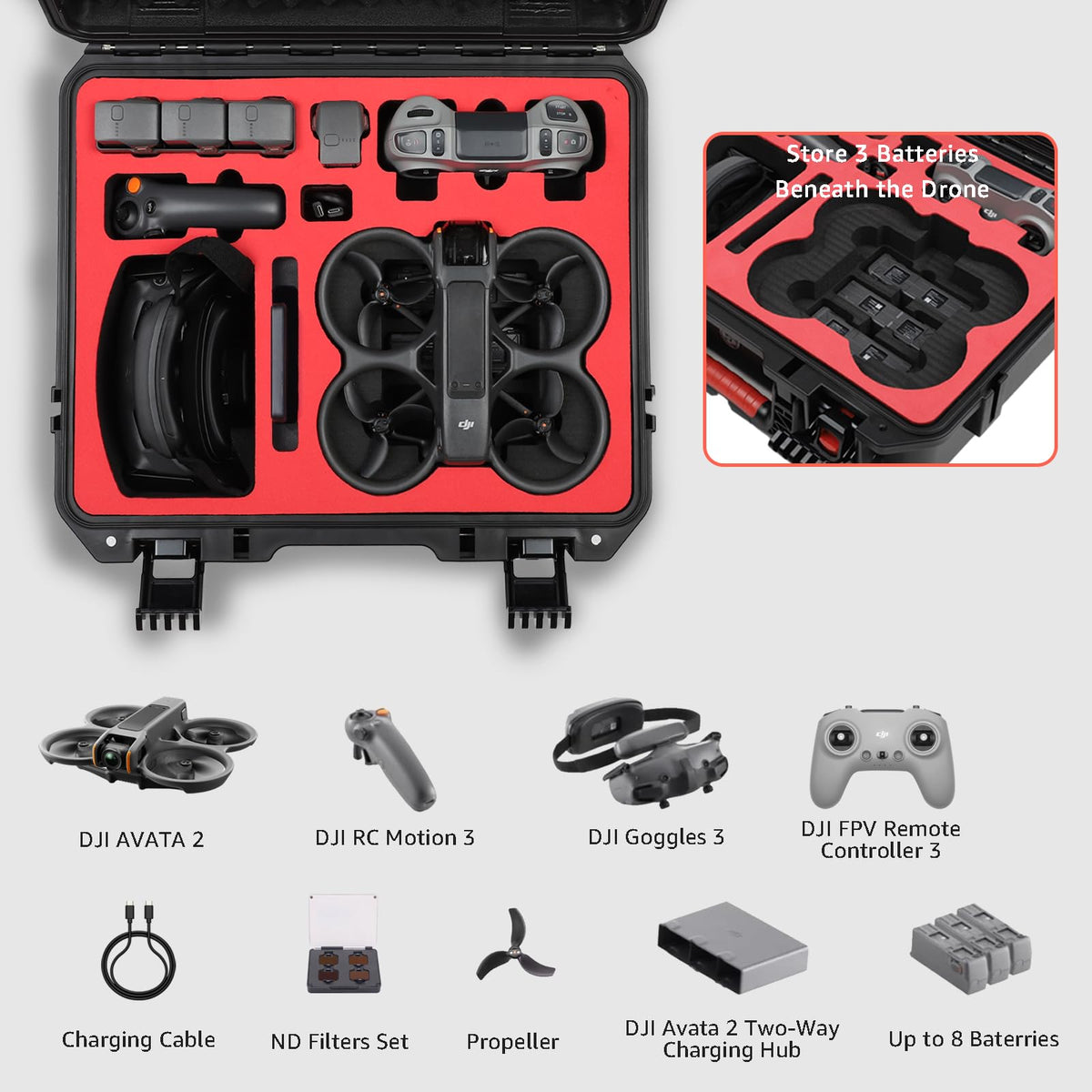 Drogear Avata 2 case IP67 protection for dust and water