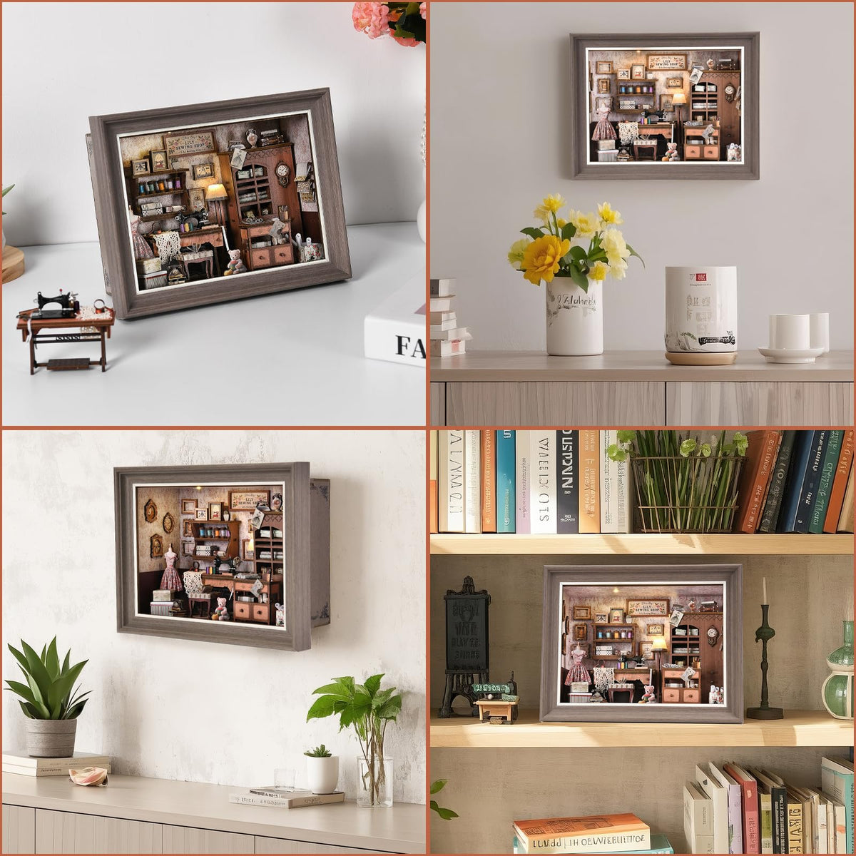 DROICC Book Nook Kit display on shelf closeup improves bookshelf display