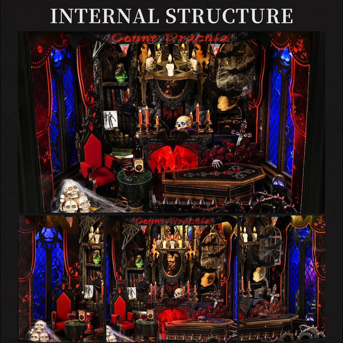 DROICC Book Nook Kit gothic-arched windows for atmospheric viewing from any angle