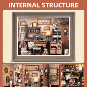DROICC Book Nook Kit miniature fabrics and tools evoke a sewing atelier