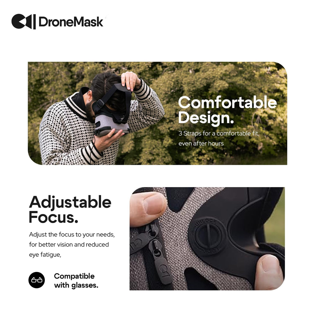 DroneMask 2 HDMI goggles unlock immersive cinema and gaming on your smartphone.
