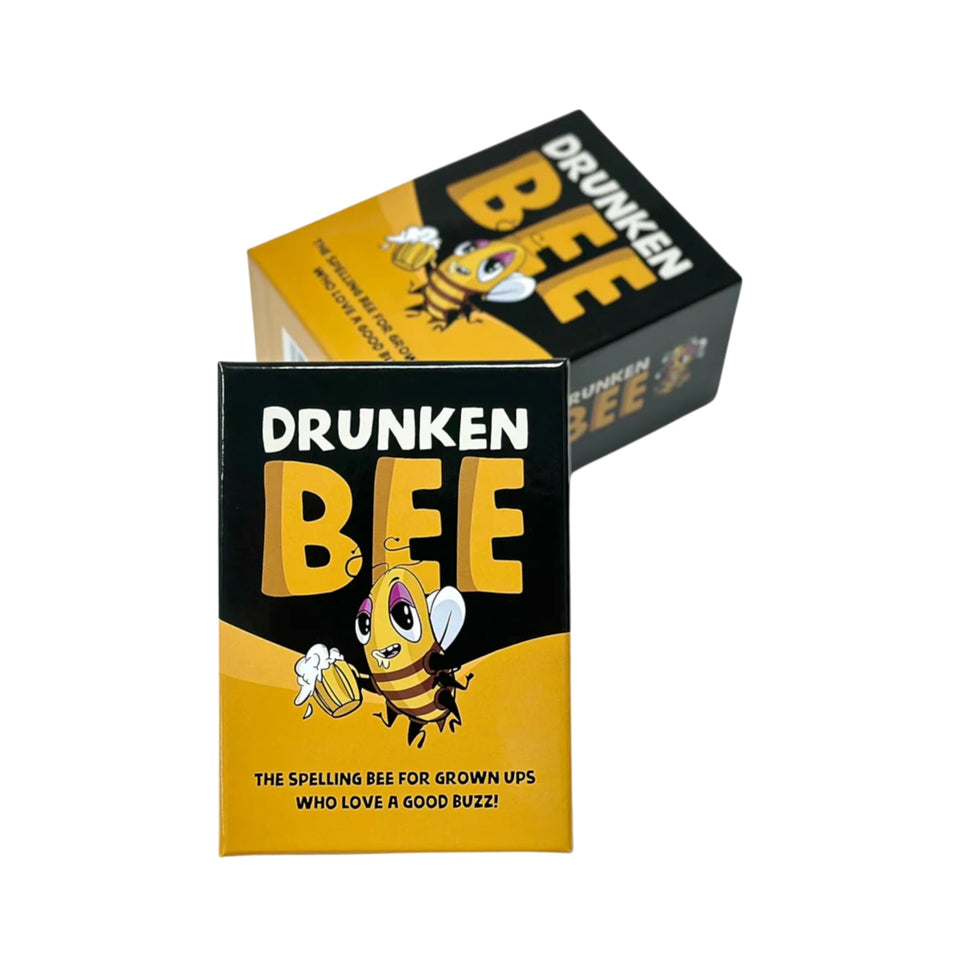 Drunken Bee pack-shot showing the adults spelling drinking game for lively nights.