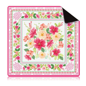Drydiet Floral Mahjong Mat with pink flowers on an elegant gaming table.